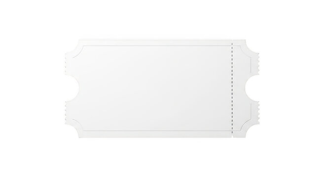 Blank white event ticket isolated on transparent background