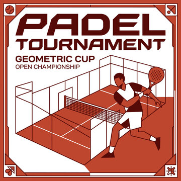 Energetic Padel Tournament Geometric Cup Open Championship Sport Event Illustration