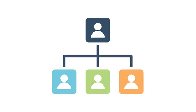 Clean corporate hierarchy chart icon representing organizational business structure and team leadership coordination.