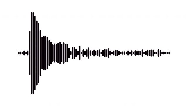 Minimal black audio spectrum motion graphic on white, clean white frequency waveform motion, digital music visualizer for broadcast, music equalizer rhythm bars overlay effect 4k video
