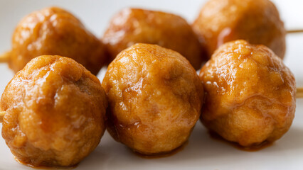 Fototapeta premium Sizzling Hong Kong curry fish balls street food
