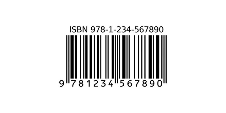 ISBN 13 barcode illustration for book identification and retail publishing on transparent background