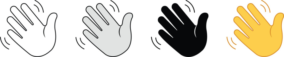 Waving hand emoji gesture vector.Waving hand icon,hello hand, hi hand 