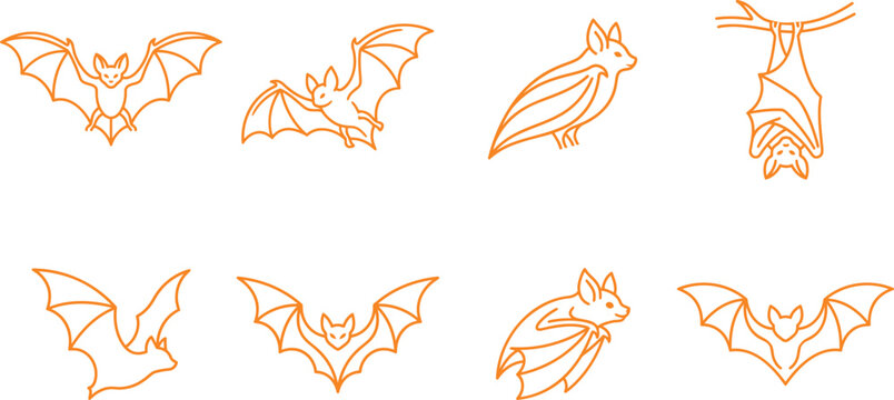 Halloween bats vector illustration set of flying creatures
