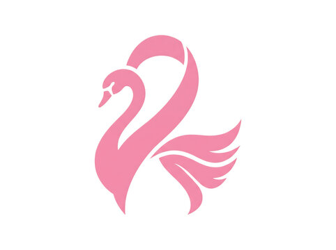 Stylized pink swan logo graphic design element resembling a ribbon and feathers transparent background