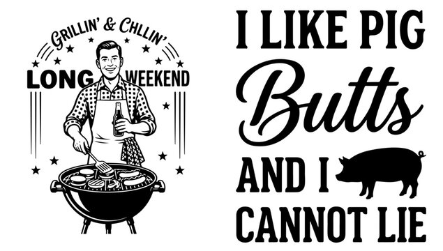 Patriotic BBQ Long Weekend Grill Vector Graphic
