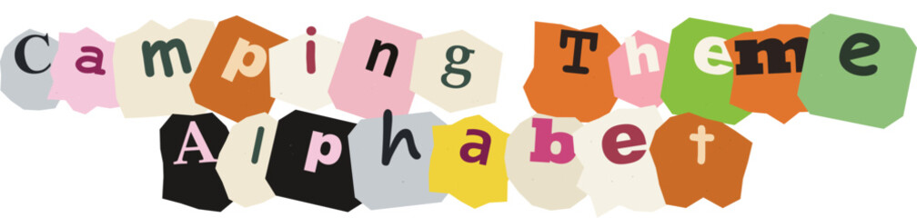 Multicolor Collage Style Ransom Note Typography Spelling Paper Alphabet Valentine for Creative Designs
