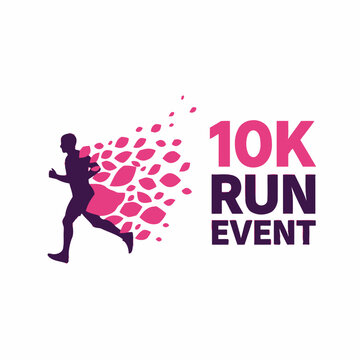 Dynamic Runner Silhouette Exploding Into Pink Petals Celebrating 10k Event