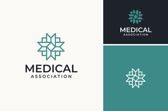 Decorative Ribbon Pattern become a Pharmacy Cross Plus Symbol logo design