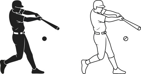 Baseball batter hitting ball action vector illustration © Alhamdulillah Allah 