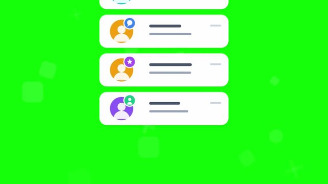 Social Media Notification Popups like comment and repost on Green Screen Background