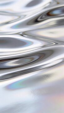 Abstract liquid metal surface with smooth flowing chrome waves and reflective fluid texture, luxurious modern technology background concept design concept