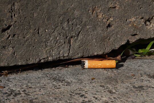 cigarette butt on the ground