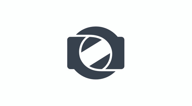 Abstract camera lens and shutter logo.