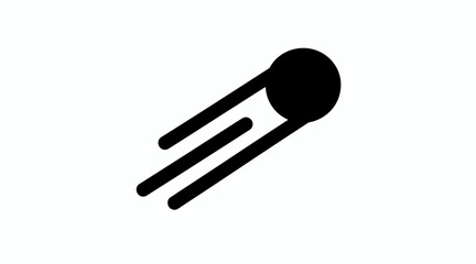 Minimalist black comet falling icon on white background. © Tane