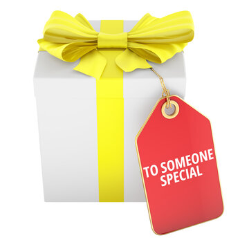 Gift Box with To Someone Special tag. 3D rendering