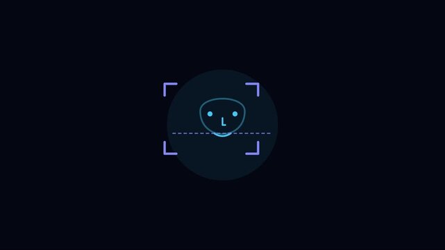 Digital face recognition scan technology interface with biometric security hud overlay animation 4k scanner