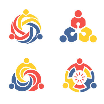 Colorful Community Teamwork Logo Collection Vector Design Set