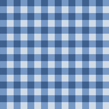 Classic denim blue gingham seamless pattern with plaid checks. Repeating background for fabric, wallpaper, and textile.