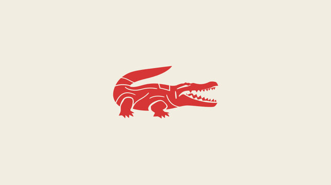 Red crocodile animal logo on light background.