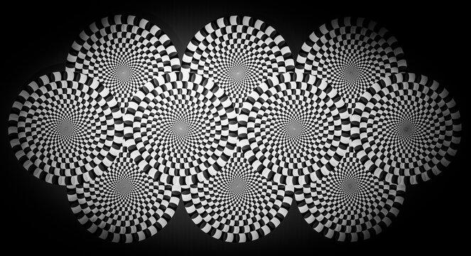 Optical illusion background. Artistic psychedelic wallpaper, curve visual effect