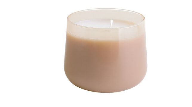 Scented candle in glass container isolated on transparent background for png file usage