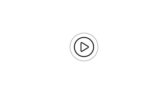 Minimalist play button animation on white background, for ui and, web interface