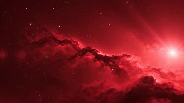 Deep space red nebula background, with glowing stars, and cosmic dust, clouds galaxy cosmos, universe