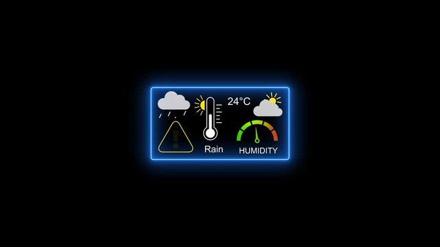 Digital weather dashboard interface with animated humidity gauge and temperature display
