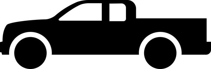 Black silhouette icon of a pickup truck vehicle © MADARA
