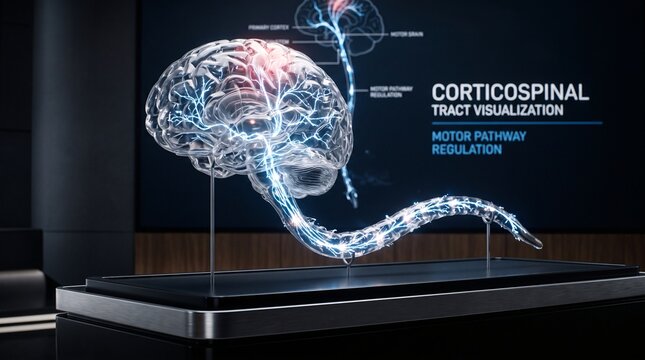 Human Corticospinal Tract Visualization Showing Brain And Spinal Cord Motor Pathway Medical Three Dimensional Illustration