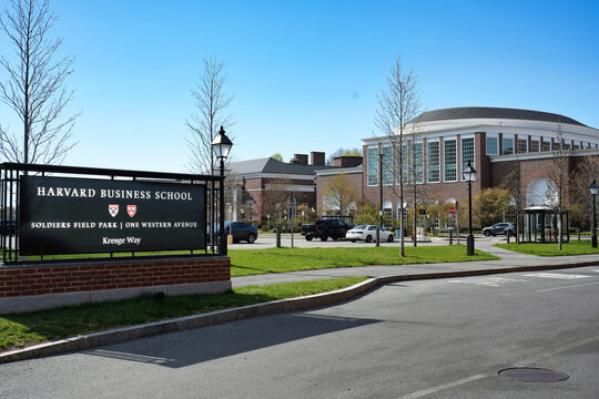 Harvard University, sign at entrance to Business School campus