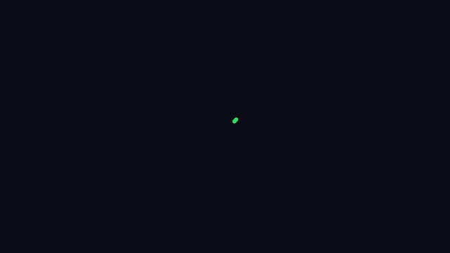 Minimalist green loading spinner animation on dark 4k background, for digital interface