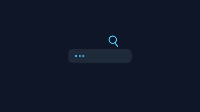 Minimalist search bar interface animation with magnifying glass for web and app ui 4k