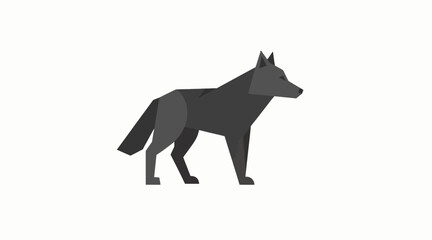 Geometric grey wolf silhouette standing on white background. © Terika