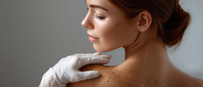 Dermatologist Examining Skin for Mole Check and Skin Cancer Prevention During Dermatology Consultation
