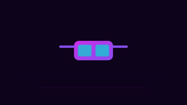 Minimalist 3 d glasses animation: vibrant neon gradient for cinema and entertainment media projects 4k