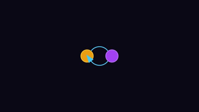 Minimalist animated data sync with rotating arrow and colorful circles for ui animation 4k synchronization