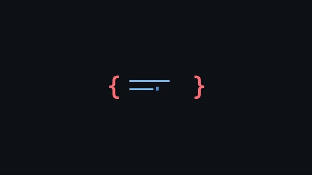 Minimalist coding cursor blinking in curly brackets software development concept animation 4k programming