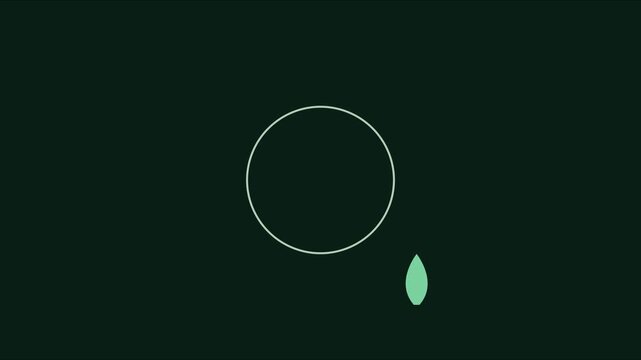 Minimalist loading spinner animation with rotating leaf on dark 4k background