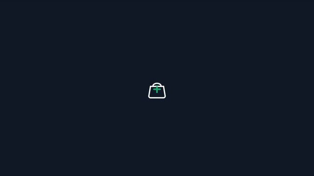 Minimalist medical first aid kit animation on dark 4k background, healthcare