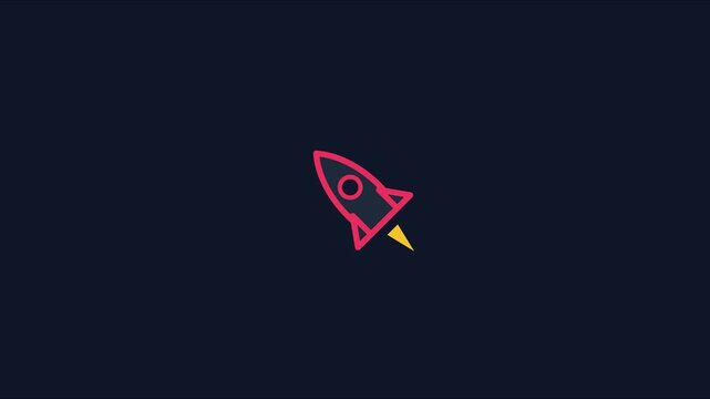 Minimalist rocket launch animation, space exploration concept, flat for tech startup and business growth strategy 4k