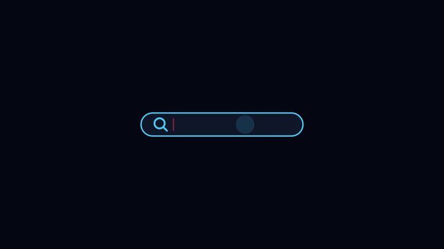Minimalist search bar interface animation with blinking cursor and loading indicator 4k