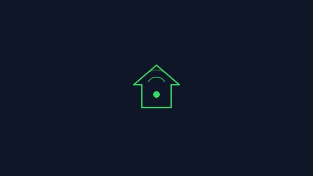 Smart home wi-fi connection animation: digital house signal symbol for io t and connected technology concepts 4k