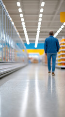 Fototapeta premium Elderly caucasian male shopping in grocery store aisle