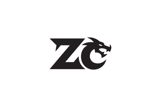 Modern zc logo design featuring a fierce dragon head and stylized letters