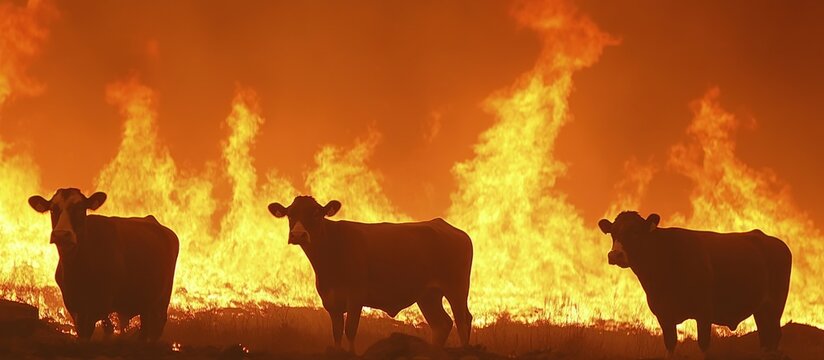 Wildfire Threatens Cattle; Rural Landscape Burning