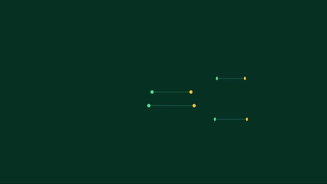 Minimalist animated line graph with moving dots on dark animation 4k background, motion animated data visualization