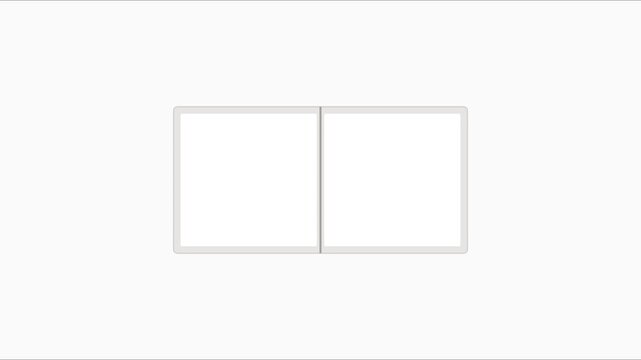 Minimalist open animation 4k white book mockup with blank pages for creative presentation