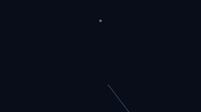 Minimalist pendulum motion glowing blue sphere swinging on dark animation 4k background, motion physics
